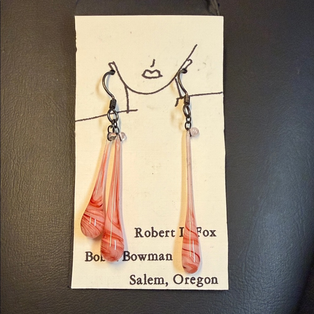 Elegant Pink Glass Dangle Earrings